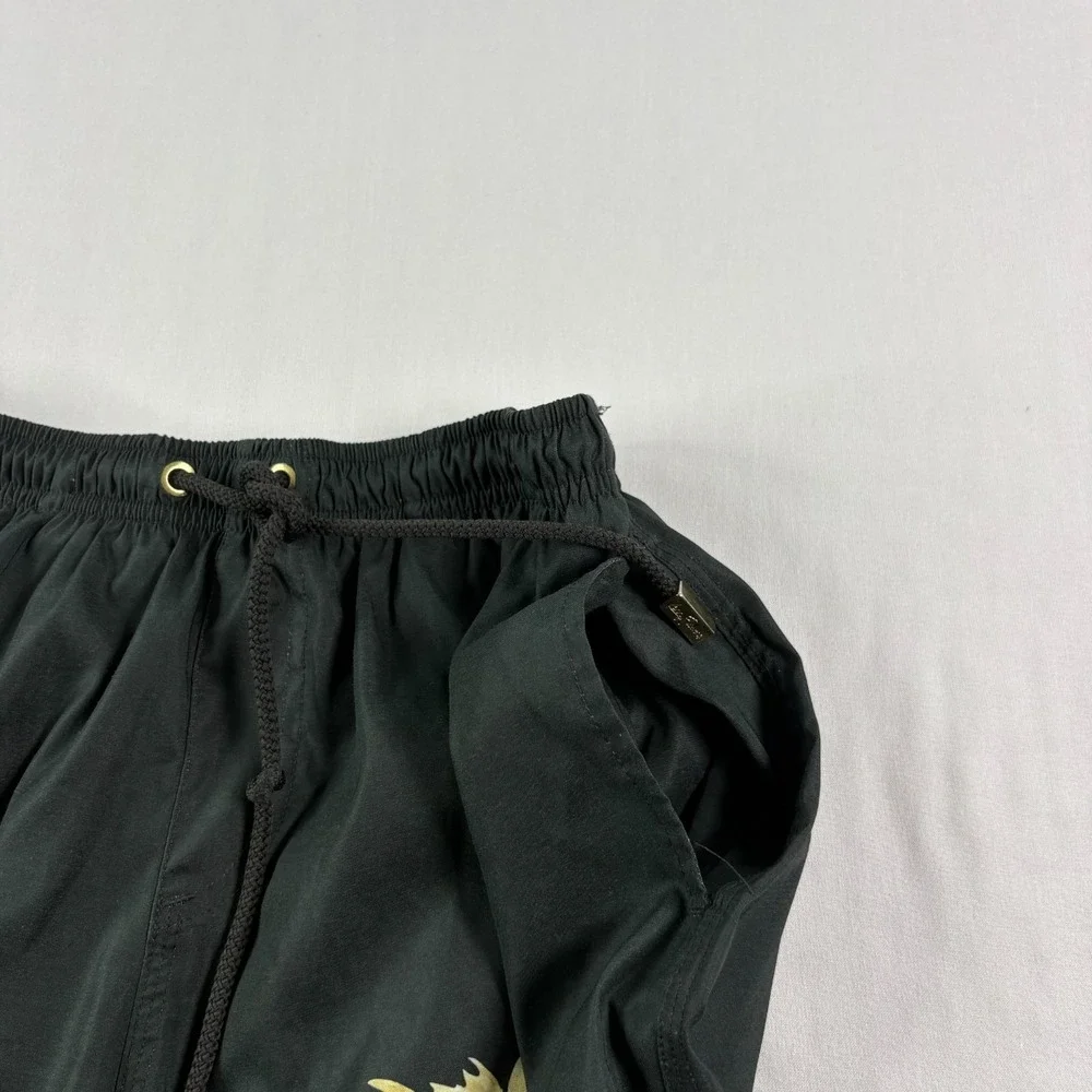 Kenny Flowers Swim Trunks Mens Medium Black Lion Print Lined Bathing Suit
